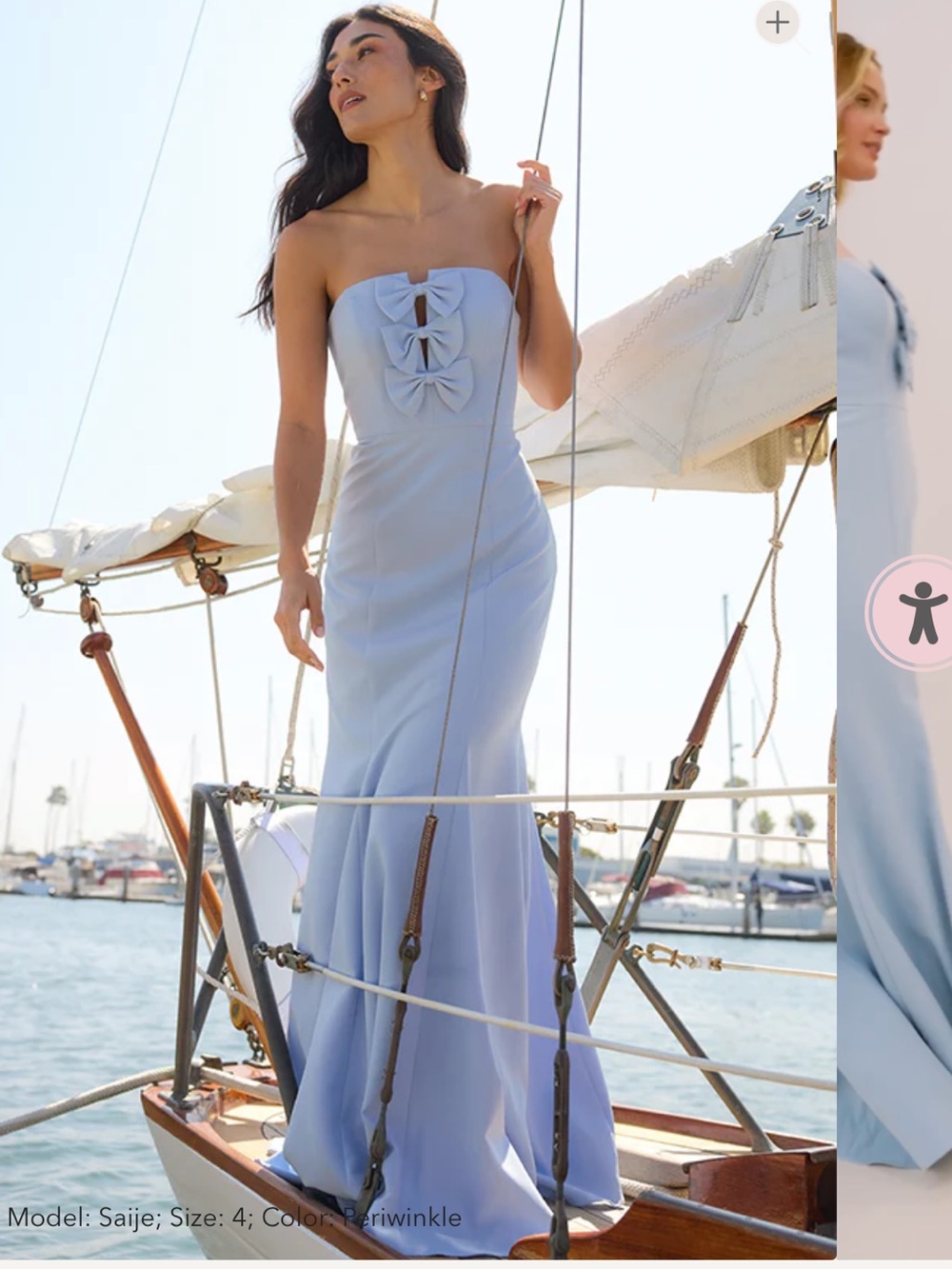 REVELRY Strapless Bow-Front Mermaid Dress in Periwinkle